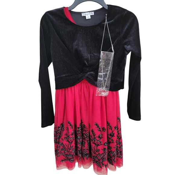 Knitworks Girls 2 Piece Christmas Holiday Dress Size 14 with Necklace - Picture 5 of 6